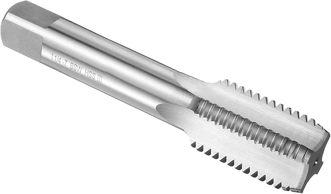 uxcell Hand Bottom Tap 1"-1/4"-7 BSW 2B Thread Bottoming Style Threading Taps High Speed Steel HSS6542 Straight Flutes Screw Tapping Tool