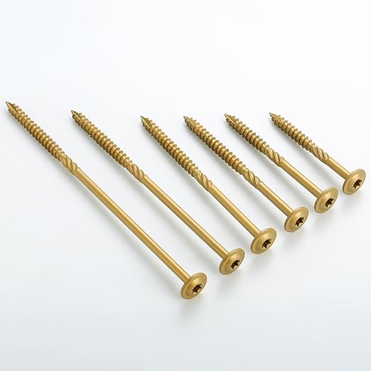 Lag Screws #14 x 4 Inch, (5lb, 159pcs) Heavy Duty Construction Structural Exterior Wood Timber Screws, Torx Drive Washer Head Rust Resistant Golden Epoxy Coated, with T30 Star Bit
