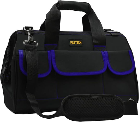 FASTECH 20 Inch Tool Bag, Large Tools Bag Waterproof Wide Mouth Tool Kit Heavy Duty Tool Bag Organizer, Tool Storage Package For Men/Women (20IN Blue)