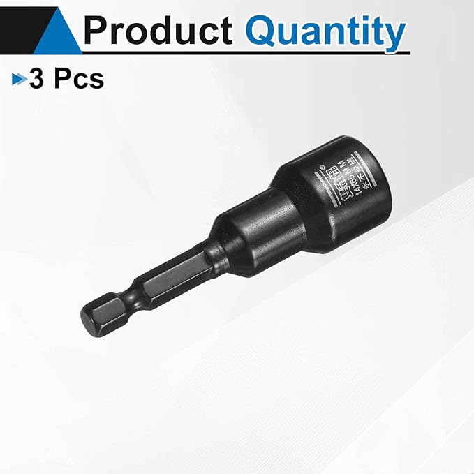 HARFINGTON 3pcs Nut Driver Drill Bit 14mm Metric Socket 1/4" Hex Shank 2.6" (65mm) Long Magnetic 6-Point Sockets Quick Change CR-V Steel Bolt Setters for Power Drill Drivers