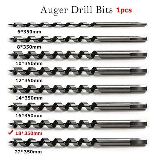 SagaSave 18 * 350mm Wood Auger Drill Bit, Ship Auger Long Drill Bit for Soft and Hard Wood, Plastic, Drywall and Composite Materials, 1Pcs