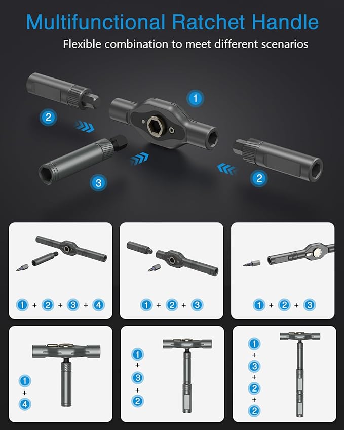 AMIR 42 in 1 Magnetic Screwdriver Set, DIY Ratchet Screwdriver Set Magnetic with Multi Bit, Precision Repair Tool Kit for Tools Home Improvement Computer Bicycle