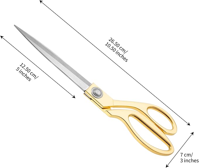 Professional Heavy Duty Sharp Tailor Scissors 10.5" Gold Stainless Steel Dressmaker Shears Multipurpose Sewing Dressmaking Fabric Scissors