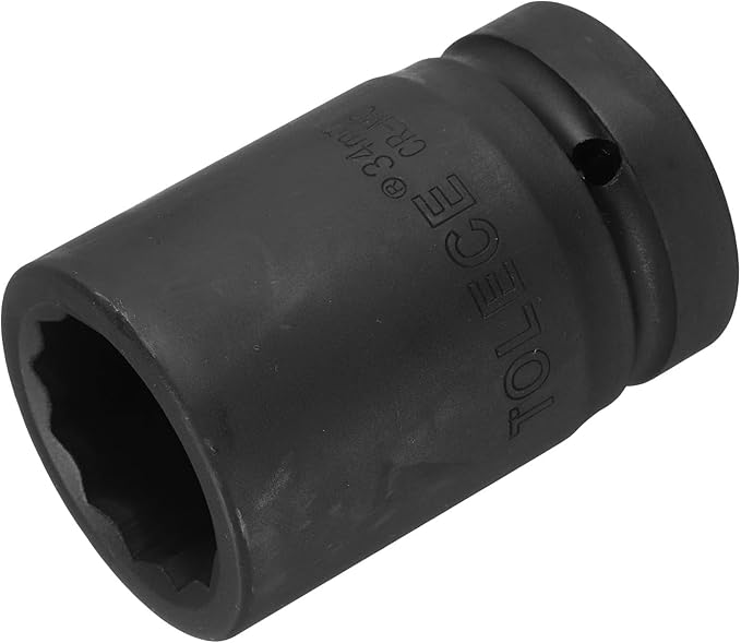 uxcell 1" Drive 34mm 12-Point Impact Socket, CR-MO Steel 80mm Length, Standard Metric Sizes