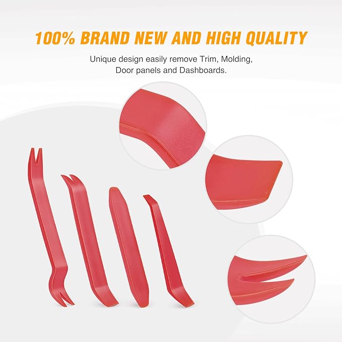 GOOACC Auto Trim Removal Tool Kit No-Scratch Tool Kit for Car Audio Dash Window Molding-4PCS (Red)