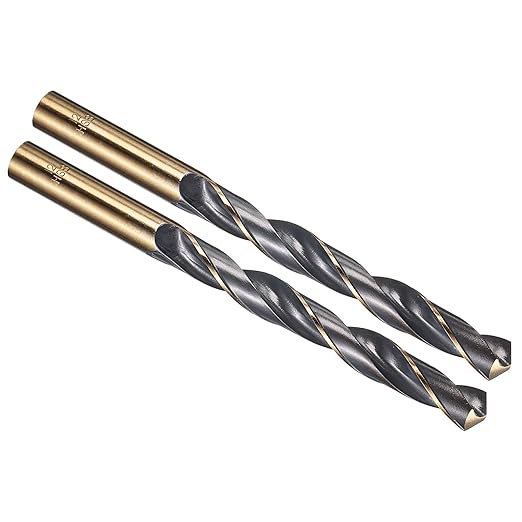 PATIKIL 12mm Drill Bit, Jobber Straight Shank 4341 High-Speed Steel 118째 Black and Gold Finish for Medium-Hard Metal Steel Acrylic - 2 Pack