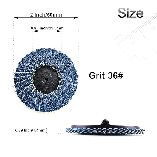 24 Pcs 2 inch Roll Lock Flap Discs with 1/4" Holder Die Grinder Accessories T27 Zirconia Flat 36 Grit Grinding Wheels for Surface Prep(36 Grit)