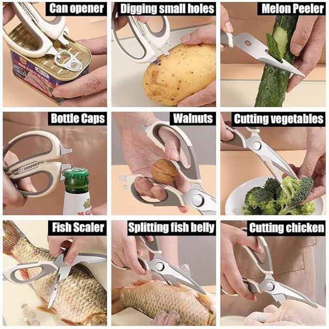 2 Pcs Heavy Duty Kitchen Shears with Magnetic Holder, Multi-function Kitchen Scissors for Food - Come Apart, Rust-Resistant, Magnetic Scissors for Fridge(Green and Blue)