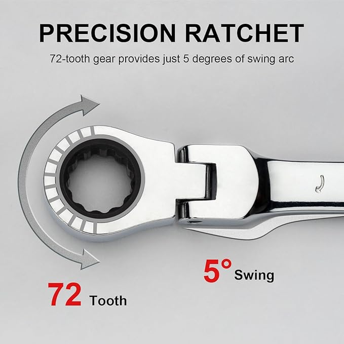 Jetech 22mm Ratchet Wrench Flex Head: Box End Wrench 12Pt| Metric Ratcheting Combination Chrome Vanadium,Forged, Extra Durability