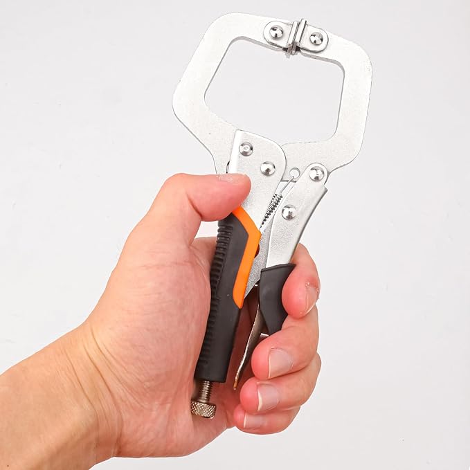 5 Pack 6 Inch C-Clamp Locking Pliers with Rubber Handle, C-Clamps Face, 6 Inch Heavy Duty C Clamp Locking Pliers for Woodworking and Home Improvement