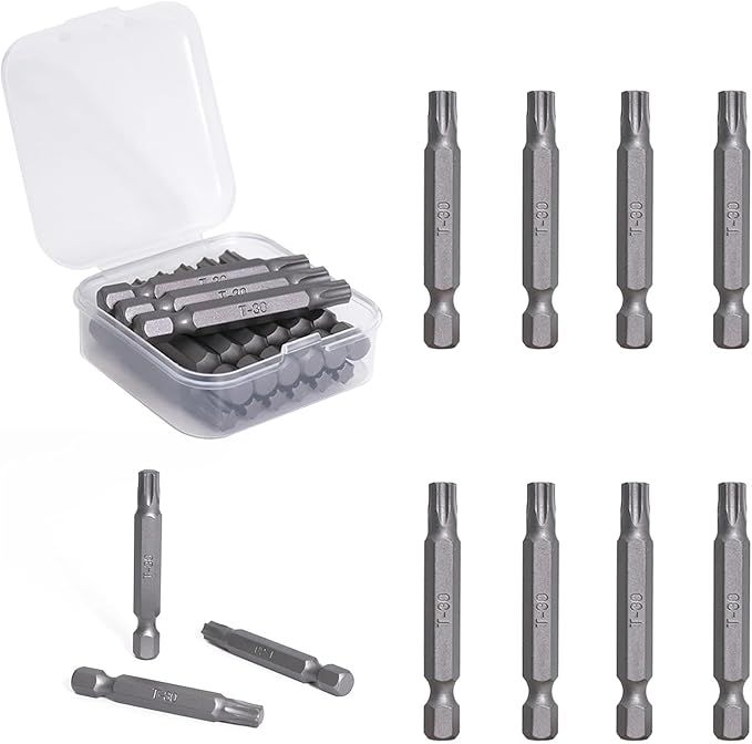 15pcs T30 Impact Driver Bits 50mm Impact Bit 1/4" Hex Shank S2 Drill Screwdriver Bit for Electronics Appliances and Automotive Repair