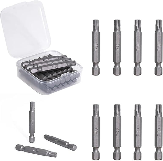 15pcs T30 Impact Driver Bits 50mm Impact Bit 1/4" Hex Shank S2 Drill Screwdriver Bit for Electronics Appliances and Automotive Repair
