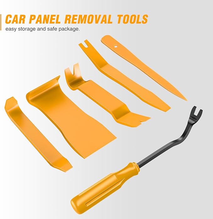 GOOACC 6PCS Auto Trim Removal Tool Kit No-Scratch Tool Kit for Car Audio Dash Window Molding Fastener Remover Tool Kit-Yellow