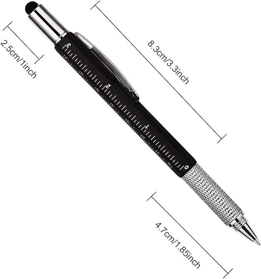 Zhanmai 8 Pcs Multitool Pens 6 in 1 Multi-tool Pen Set with Refills for Men's Birthday Gifts, Christmas Stocking Stuffers for Men Dad Husband (Black)