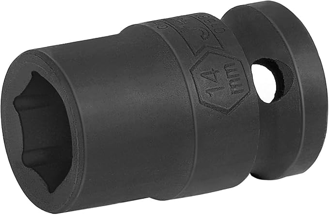 JETECH 1/2 Inch Drive 14mm Standard Impact Socket, Chrome Molybdenum Alloy Steel, 6-Point Design, Metric