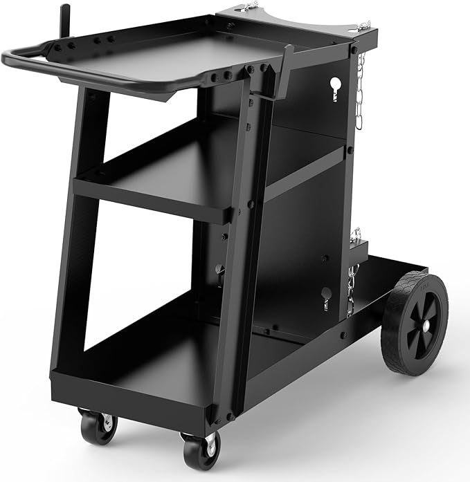 YESWELDER Welding Cart for TIG MIG Welder and Plasma Cutter, Tilt-Table Large Storage 360째 Rolling Welding Trolley