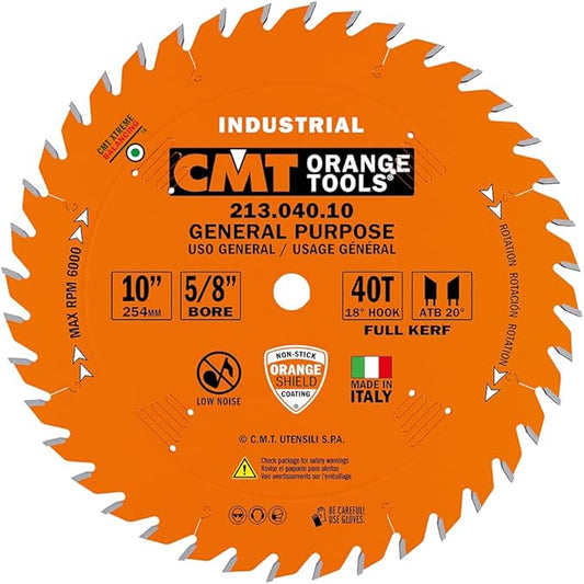 CMT 213.040.10 10-Inch Diameter 40 Teeth 5/8-Inch Bore Industrial General Purpose Saw Blade