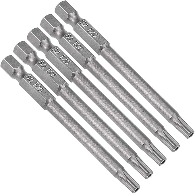 uxcell 5 Pcs T25 Magnetic Torx Screwdriver Bits, 1/4 Inch Hex Shank 3-inch Length S2 Security Tamper Proof Screw Driver Kit Tools