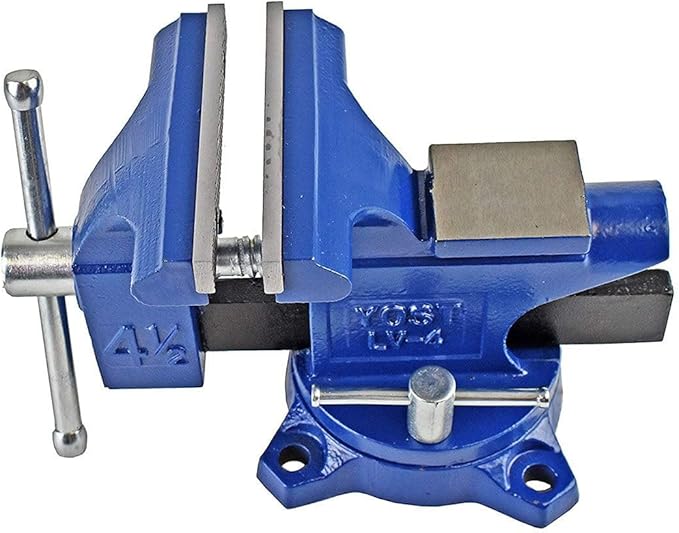 Yost Vises LV-4 Homeowner's Vise with UP-360 Soft Jaw Cover Kit | Heavy Duty Table Vise 4.5-Inch Jaw Width with a 3-Inch Jaw Opening Home Vise | Secure Grip with 240-Degree Locking Swivel Base