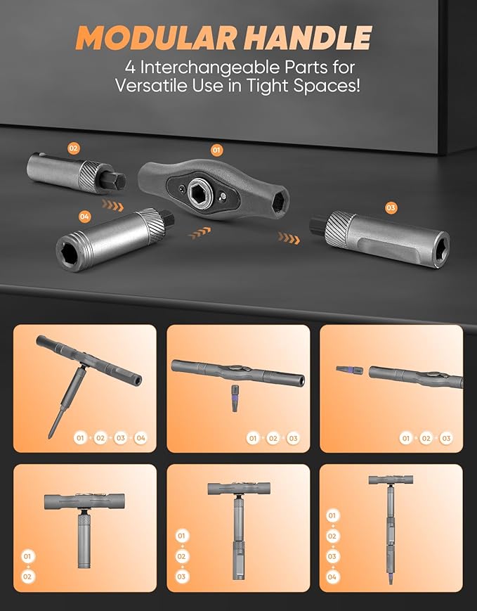 42 in 1 Magnetic Screwdriver Set, Ratcheting Screwdriver Kit,Detachable Multi-Functional Handle & 40pcs in Storage Case for Electronics, Furniture, DIY& Holiday Gifts (Orange)