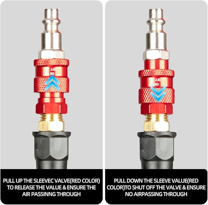 1/4" Female NPT I/M style industrial safety plug; Safety valve to reduce air pressure before disconnect coupler & plug, Eliminate any possible damges or injuries