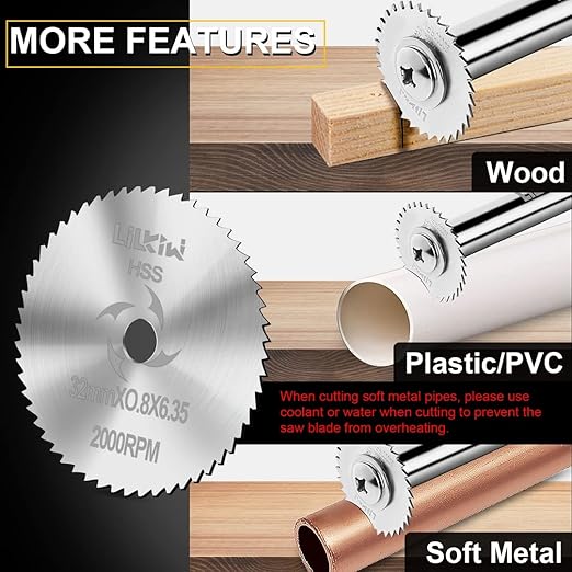 1/4-Inch Hex Shank Rotary Drill Saw(with 5PCS Blades),HSS Saw Disc Wheel Cutting Blades for Drills Rotary Tools