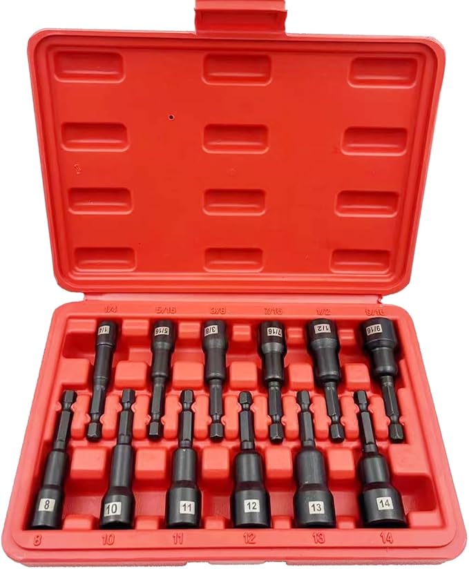12-Pieces Magnetic Nut Driver Bit Set - 1/4 Inch Hex Quick-Change,Impact Hex Nut Driver Set, SAE & Metric