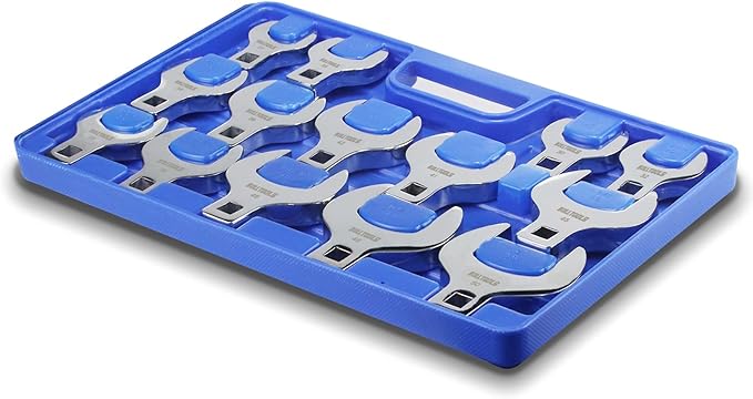 BULLTOOLS 1/2" Drive Jumbo Crowfoot Wrench Set,14-Piece Metric Crows Foot Wrench Set 27 to 50mm Chrome Vanadium Steel Big Crowfoot Wrench