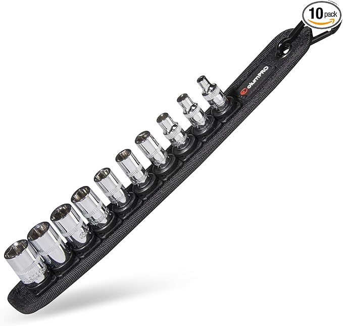 10PCS 1/4??Drive Standard Socket Set with Organizer Holder, Metric (4-13mm) 6 Point CR-V Steel Shallow Socket Set with Quick-Lock & Hanging Bracket for DIY, Repair & Mechanics
