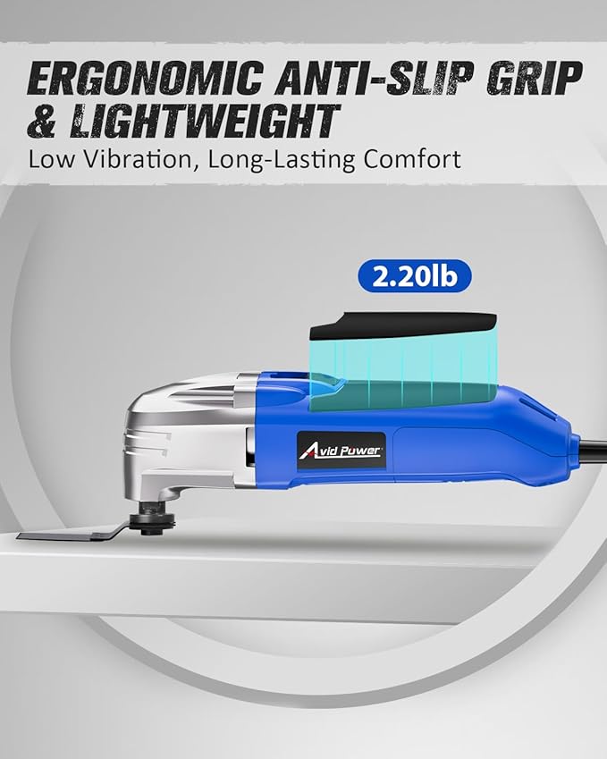 AVID POWER Oscillating Tool, 22000 OPM Electric Oscillating Multi Tool with 3째Oscillation Angle, Cutting, Sanding, Grinding, Scraping, 11 Accessories & Universal Interface-Blue