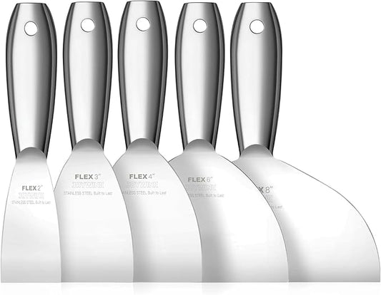 6" Putty Knife, One Piece Putty Knives for Spackling, Drywall, Paint, and Wallpaper Removal, Premium Polished All-Metal Stainless Steel Putty Knife for Smooth Finish
