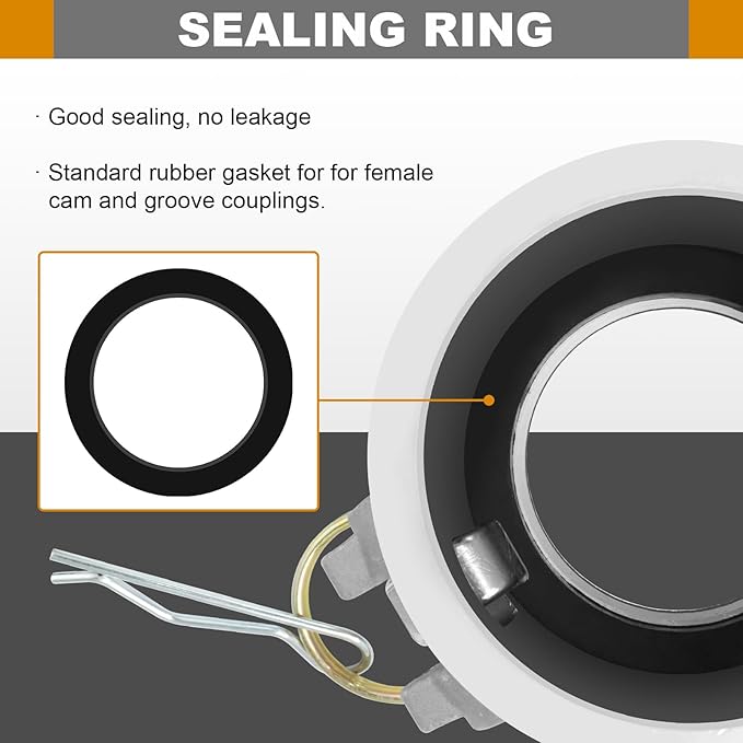 2" Cam & Groove Hose Fittings Kit, 2 PCS Aluminum Camlock Type D200 + 2 PCS Aluminum Cam Lock Fittings Type A200 with Sealing Gasket