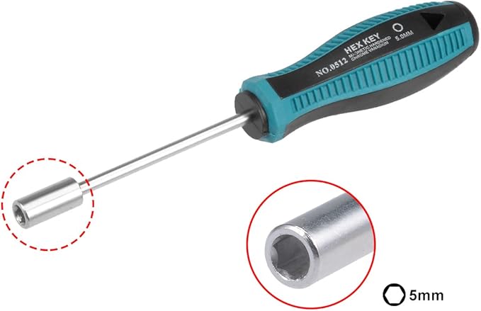 uxcell 5mm Non-Magnetic Tip Six Point Hex Nut Driver with 3-Inch Round Shaft