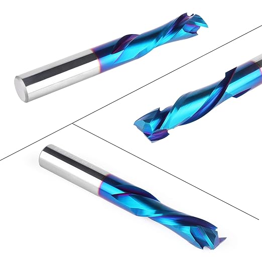 Spiral Router Bits Up Down Compression Bit 1/2 inch Cutting Diameter with Nano Blue Coated, 1/2 inch Shank Solid Carbide CNC End Mill for Wood Carving Engraver Milling Cutters (Extra Long 4??