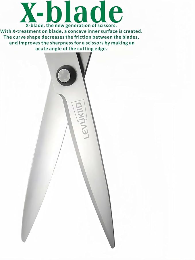 8-Inch All Purpose Scissors 3 Pack, Sharp Pointed Tip & Comfort Grip, Multipurpose Scissors for Adult, Office, Craft, Fabric, Kitchen, School Use