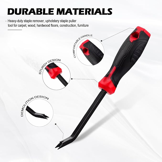 Heavy Duty Staple Remover Tool - Professional Staple & Tack Puller for Upholstery, Carpet, Wood Floors & Furniture, Ergonomic Grip Removes Stubborn Staples Without Surface Damage