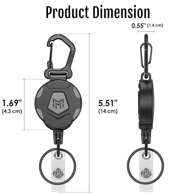 MNGARISTA Retractable Keychain, Heavy Duty Carabiner Badge Holder, Tactical ID Badge Reel with 31.5??Steel Retractable Cord, 8.0 oz