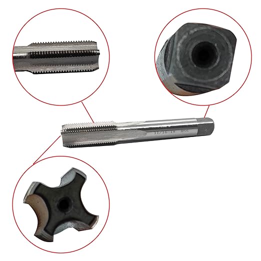 Lzcdelyxiao 11/16"- 18 Straight Flute Thread Tap Machine Tap 11/16-18 TPI Nominal Diameter 11/16" Thread Per Inch 18 Fin Thread UNS Right Hand Thread High Speed Steel HSS W6542