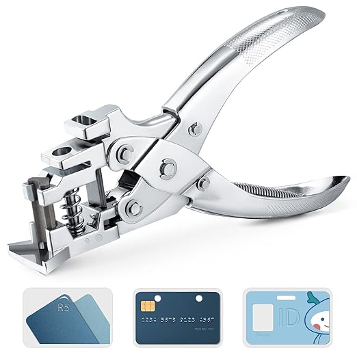 3 in 1 Badge Slot Hole Punch for ID Card: IMLIKE Handheld Card Puncher Suitable for PVC Material, Business Cards and Cardstock(1/8"횞33/64" Slot Hole, 3/16" Round Hole and R5 Corner Rounder in one)