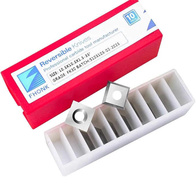 10.5mm Square Straight Carbide Cutters, for Woodturning Replacement Cutter Knives, Fits Spiral, Helical Planer Cutter, Wood Lathe Turning Tool, 10-Piece (10.5x10.5x1.5-35째)
