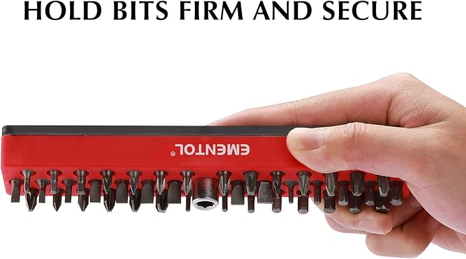 EMENTOL 2PCS 1/4" Magnetic Bits Holder Set - Red and Orange, 86PCS Hole, Bit Organizer with Strong Magnetic, Magnetic Bits Organizer, 2 Pieces