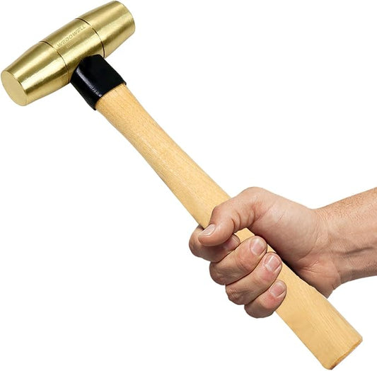 WEDOWELL 10lb Brass Hammer with Wooden Handle,Drum Type Mallet,Solid Brass Head,Length 800mm,Shock-resistant,Die-forged,DIN Standard,Ideal for Demolition,Construction,Blacksmithing