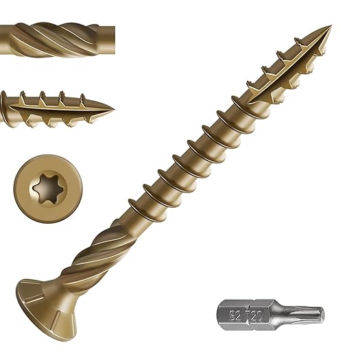 #8 * 2" Deck Screws, (155pcs) 1 lbs.Exterior Wood Screws, Rust Resistant Epoxy Coated, Bronze, T20 Star Bit