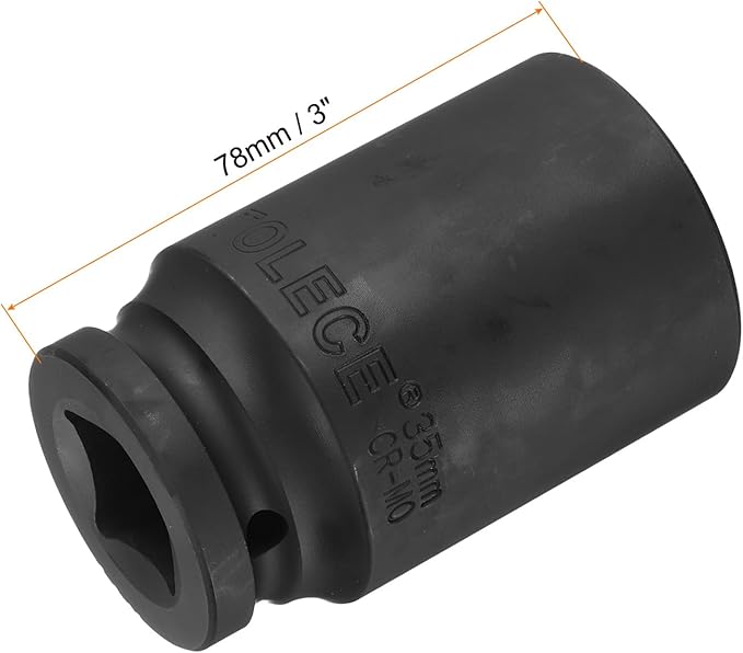 uxcell 3/4-Inch Drive 35mm 6-Point Deep Impact Socket, CR-MO Steel 78mm Length, Metric Sizes