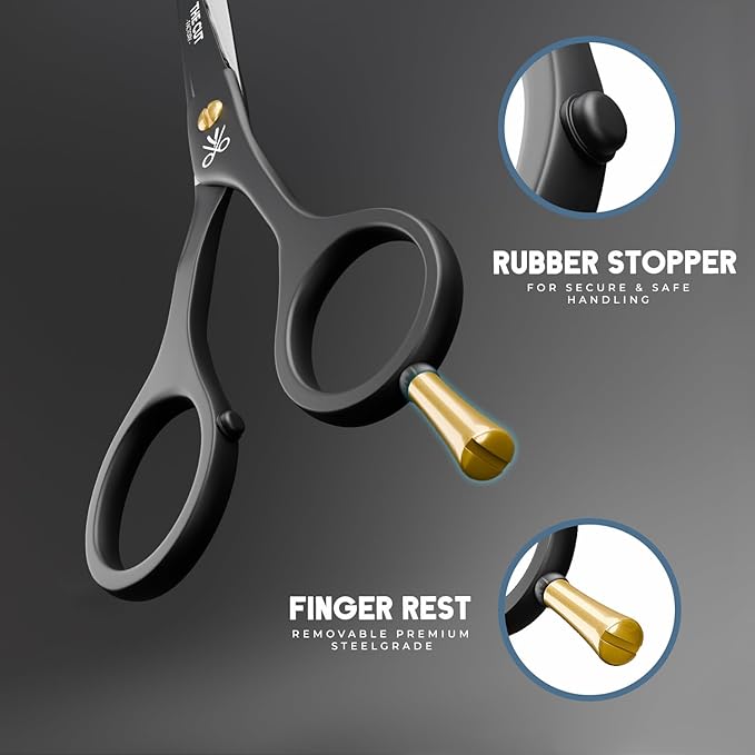 The Cut Factory짰 6.5??Matte Black Luxury Hair Scissors ??Ultra-Sharp High Carbon Steel Barber Shears for Men, Women & Kids ??Gift-Boxed with Leather Pouch ??Precision Cutting for Salon & Home