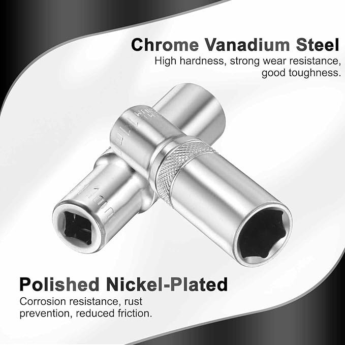 HARFINGTON 6 Points Deep Socket 1/4" Drive 11mm Deep Metric CR-V Steel Polished Nickel Plating Flip Sleeve 50mm / 2" Extra Long Socket Tool for Home Auto Nuts Bolts Repair
