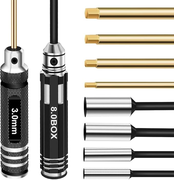 RC Hex Driver Set Tools Kit - 8pcs Titanium Allen Screwdriver 1.5mm-8.0mm for Car, Quadcopter, Drone, Boat