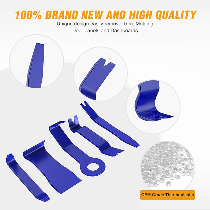 GOOACC 5PCS Auto Trim Removal Tool Kit No-Scratch Removal Tool Kit for Car Audio Dash Window Molding Fastener Remover Tool Kit-Blue
