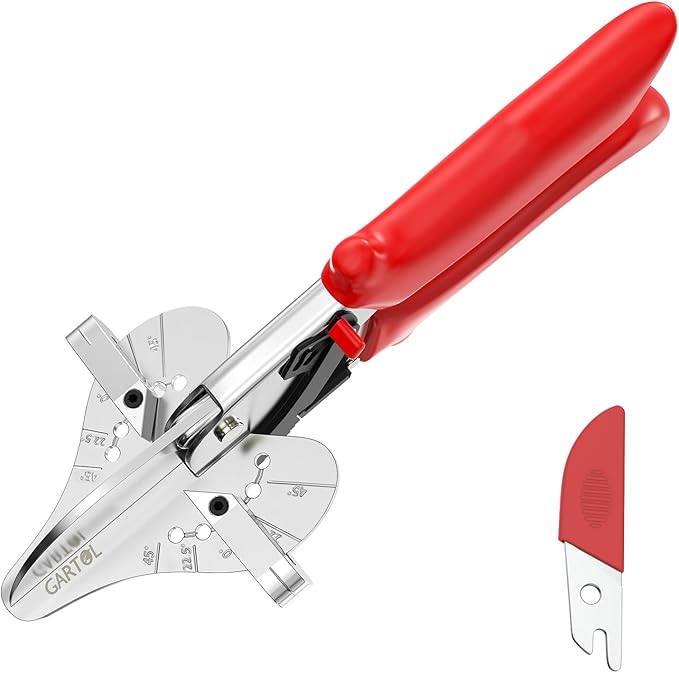 GARTOL Miter Shears 22.5째-135째 Adjustable ??Precision Angle Cutter for Molding, Shoe Molding, Quarter Round, PVC, Wood Trim, MDF, Heavy-Duty Multi-Angle Cutting Tool with SK5 Steel Blade & Spare Blade