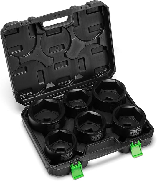 1" Drive Jumbo Shallow Impact Socket Set, 6-Piece Jumbo Assortment, SAE, 3-1/4 Inch to 4 Inch, CR-MO Steel with Case